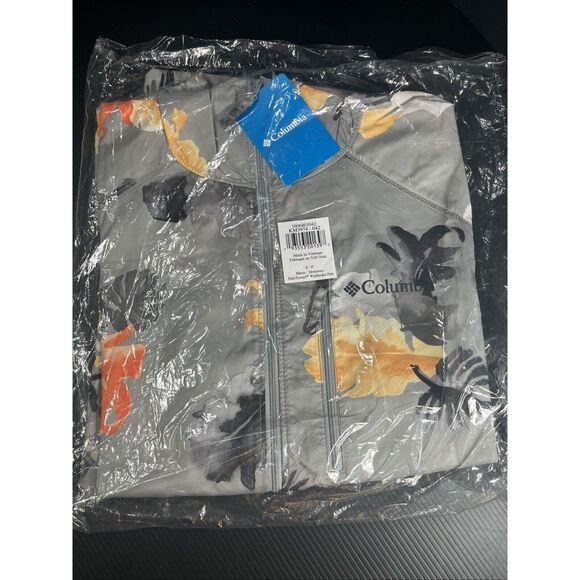 NEW Columbia Flash Forward Windbreaker Hooded Full Zip Grey Tropical Men's - Picture 1 of 4